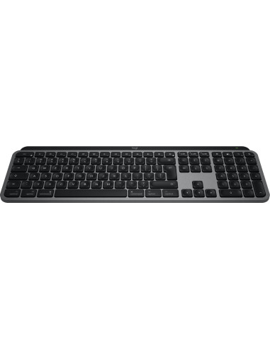 Logitech Master MX Keys S for Mac teclado Oficina RF Wireless + Bluetooth QWERTY Internacional de EE.UU. Aluminio, Negro