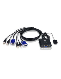 ATEN Switch KVM formato cable VGA USB de 2 puertos con selector remoto de puerto