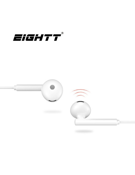 Eightt EAUR-HU auricular y casco Auriculares Alámbrico Dentro de oído Llamadas Música Blanco