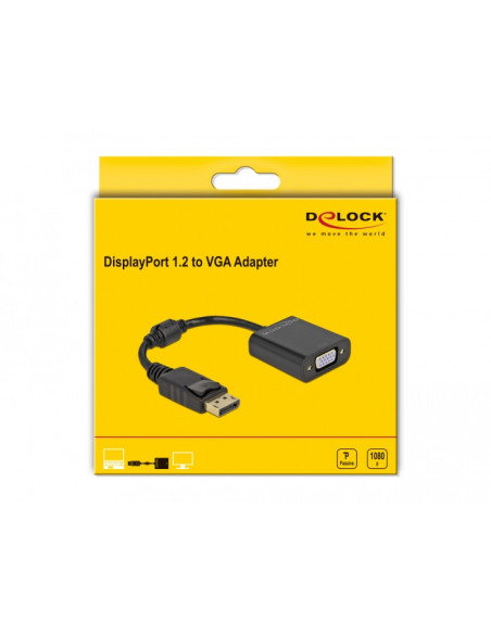 DeLOCK Adaptador DisplayPort 1.2 macho a VGA hembra negro