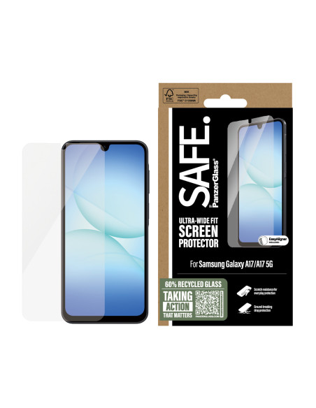 PanzerGlass SAFE. by ® Screen Protector Samsung Galaxy A17 | A17 5G | Ultra-Wide Fit w. EasyAligner Protector de pantalla 1