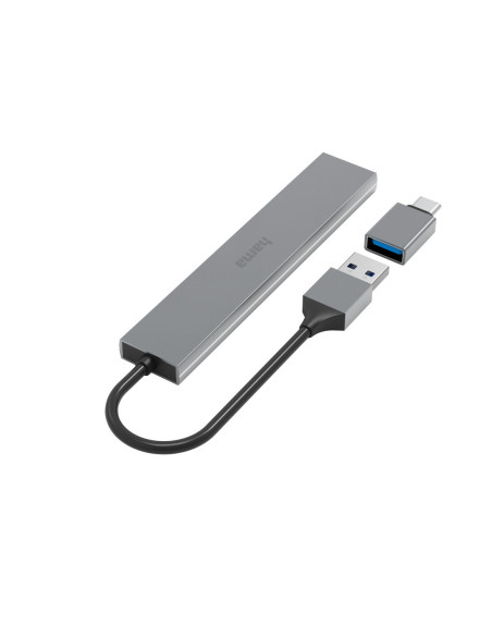 Hama 00200141 hub de interfaz USB 3.2 Gen 1 (3.1 Gen 1) Type-A 5000 Mbit s Gris