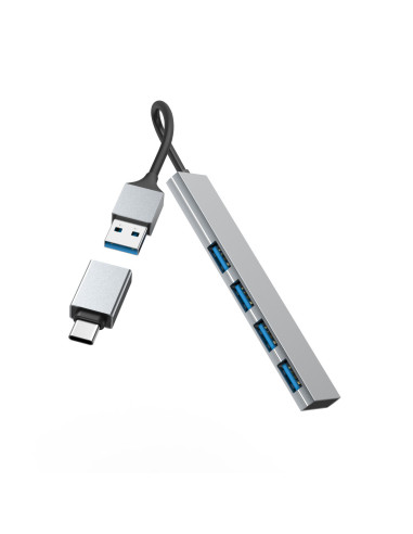 Hama 00200141 hub de interfaz USB 3.2 Gen 1 (3.1 Gen 1) Type-A 5000 Mbit s Gris