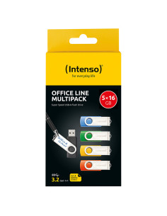 Intenso 5 x Memoria USB Office Line, 16 GB, USB-A, 3.2 Gen 1x1, colores surtidos 2
