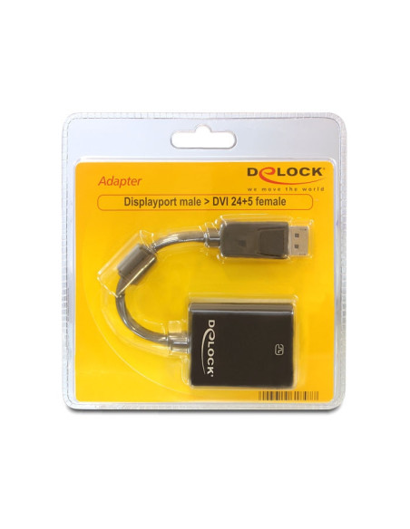 DeLOCK 61847 adaptador de cable de vídeo 0,125 m DisplayPort DVI-I Negro