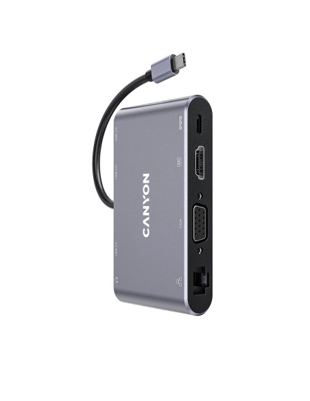 Canyon Hub DS-14 8en1 4k USB-C Gris oscuro