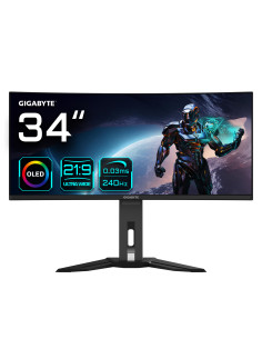 GIGABYTE Monitor de juegos curvo OLED WQHD MO34WQC2 de 34" - 3440 x 1440, 240Hz, 0.03ms, KVM, 250 cd m², FreeSync Premium Pro,
