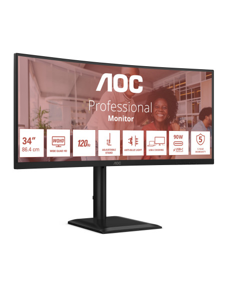 AOC E4 CU34E4CV pantalla para PC 86,4 cm (34") 3440 x 1440 Pixeles UltraWide Quad HD LCD Negro