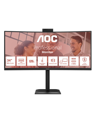 AOC E4 CU34E4CW pantalla para PC 86,4 cm (34") 3440 x 1440 Pixeles UltraWide Quad HD LED Negro