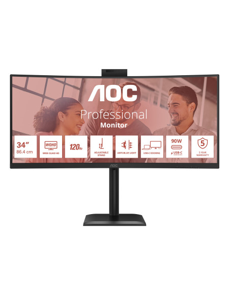 AOC E4 CU34E4CW pantalla para PC 86,4 cm (34") 3440 x 1440 Pixeles UltraWide Quad HD LED Negro