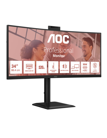 AOC E4 CU34E4CW pantalla para PC 86,4 cm (34") 3440 x 1440 Pixeles UltraWide Quad HD LED Negro