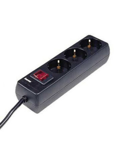 Hama | Regleta 3 tomas con interruptor iluminado, cable 1.4m, color negro.