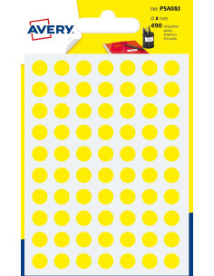 Avery PSA08J etiqueta autoadhesiva Círculo Permanente Amarillo 420 pieza(s)