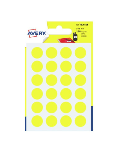 Avery PSA15J etiqueta autoadhesiva Alrededor Permanente Amarillo 168 pieza(s)