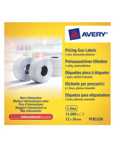 Avery PLR1226 etiqueta autoadhesiva Etiqueta de precio Blanco 15000 pieza(s)