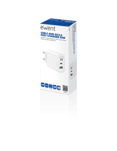 Ewent EW1325_R1 cargador de dispositivo móvil Universal Blanco Corriente alterna Carga rápida Interior