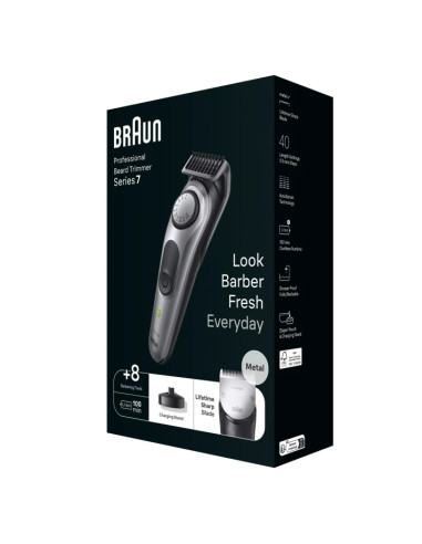 Braun BeardTrimmer 7 BT7420 depiladora para la barba Batería 40 2 cm Plata