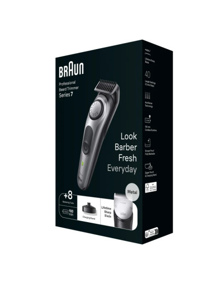 Braun BeardTrimmer 7 BT7420 depiladora para la barba Batería 40 2 cm Plata