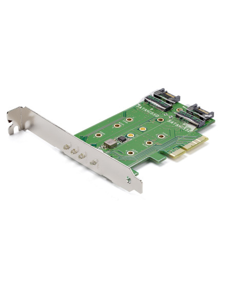 StarTech.com Tarjeta Adaptadora de 3 Puertos M.2 NGFF para SSD - Soporta 1x SSD M.2 PCIe NVMe - 2x SSD M.2 SATA III - Adaptador