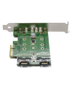 StarTech.com Tarjeta Adaptadora de 3 Puertos M.2 NGFF para SSD - Soporta 1x SSD M.2 PCIe NVMe - 2x SSD M.2 SATA III - Adaptador 2