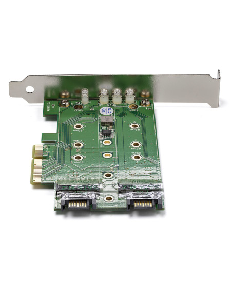 StarTech.com Tarjeta Adaptadora de 3 Puertos M.2 NGFF para SSD - Soporta 1x SSD M.2 PCIe NVMe - 2x SSD M.2 SATA III - Adaptador