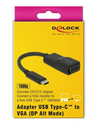 DeLOCK 63923 Adaptador gráfico USB 1920 x 1200 Pixeles Negro
