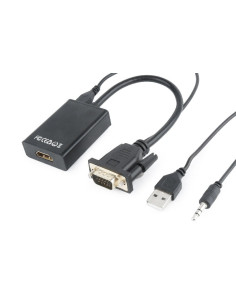 Gembird A-VGA-HDMI-01 adaptador de cable de vídeo 0,15 m HDMI tipo A (Estándar) VGA (D-Sub) Negro 2