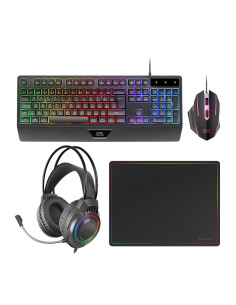 Mars Gaming MCP124PRO, Combo Gaming 4en1, Teclado RGB H-Mech con Reposamuñecas, Ratón RGB 3200DPI y Switches HUANO, Auriculares