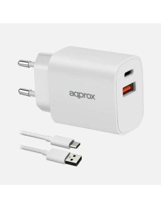 Approx APPUSBWALL20W cargador de dispositivo móvil Universal Blanco Corriente alterna Carga rápida Interior