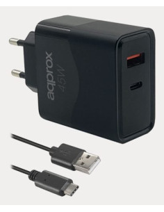 Approx APPUSBWALL45W cargador de dispositivo móvil Universal Negro Corriente alterna Carga rápida Interior