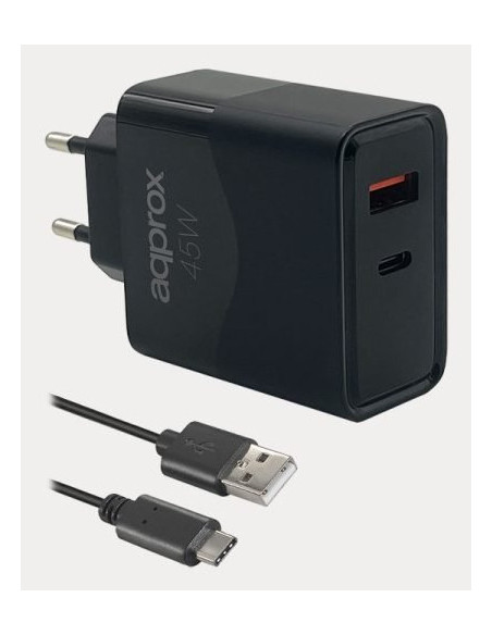 Approx APPUSBWALL45W cargador de dispositivo móvil Universal Negro Corriente alterna Carga rápida Interior