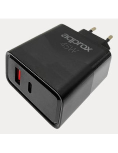 Approx APPUSBWALL45W cargador de dispositivo móvil Universal Negro Corriente alterna Carga rápida Interior 2
