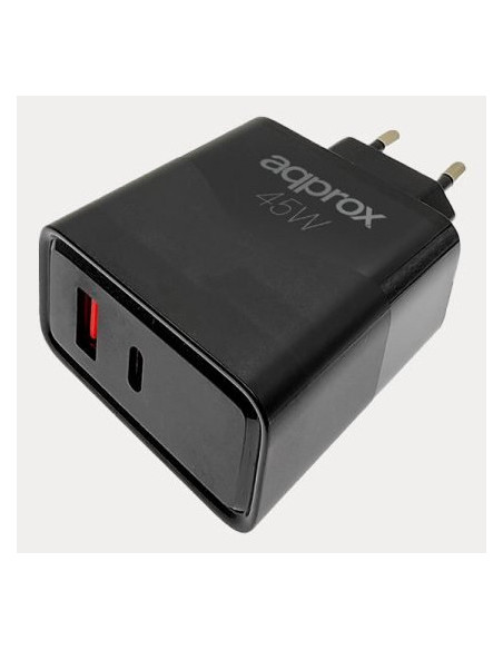 Approx APPUSBWALL45W cargador de dispositivo móvil Universal Negro Corriente alterna Carga rápida Interior