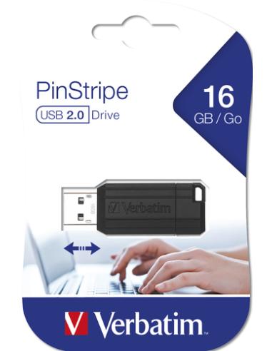 Verbatim PinStripe - Unidad USB de 16 GB - Negro