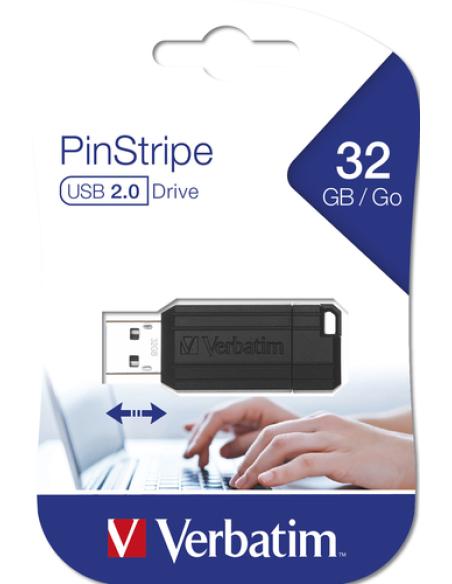 Verbatim PinStripe - Unidad USB de 32 GB - Negro
