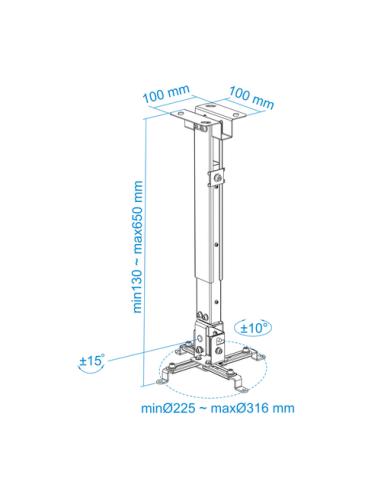 TooQ SOPORTE UNIVERSAL INCLINABLE DE TECHO PARA PROYECTOR PLATA
