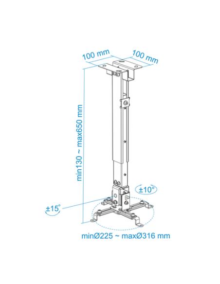 TooQ SOPORTE UNIVERSAL INCLINABLE DE TECHO PARA PROYECTOR PLATA