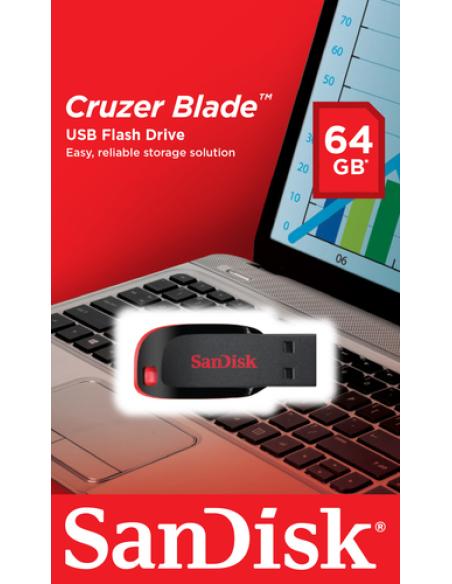 SanDisk Cruzer Blade unidad flash USB 64 GB USB tipo A 2.0 Negro, Rojo