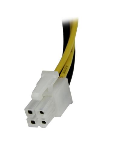 StarTech.com Cable 20cm Extensión Alargador Alimentación Corriente Placa Base ATX12V 4 Pines P4 - Macho a Hembra