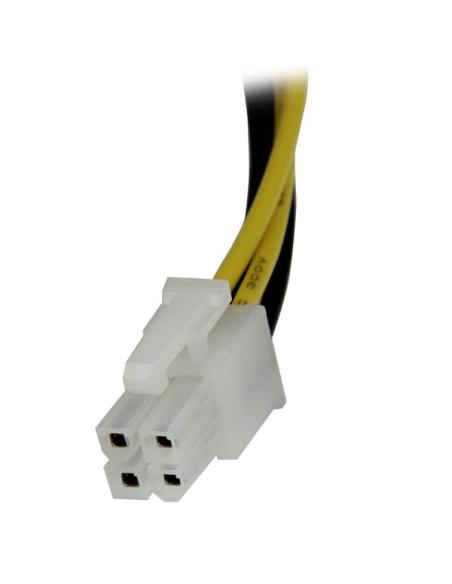 StarTech.com Cable 20cm Extensión Alargador Alimentación Corriente Placa Base ATX12V 4 Pines P4 - Macho a Hembra
