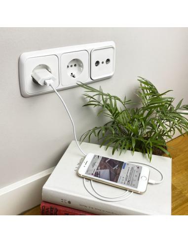 Nanocable MINI CARGADOR USB PARA IPOD IPHONE,5V-1A, BLANCO