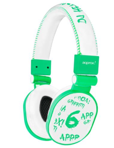 Approx APPDJGLG auricular y casco Auriculares Alámbrico Música Verde, Blanco