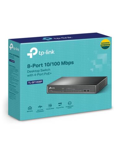 TP-Link TL-SF1008P No administrado Fast Ethernet (10/100) Energía sobre Ethernet (PoE) Negro