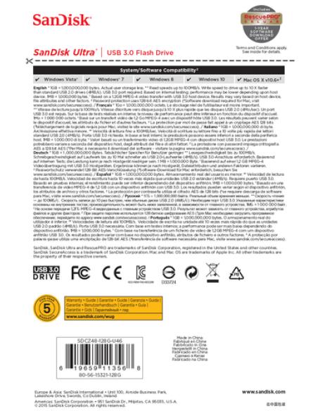 SanDisk Ultra unidad flash USB 128 GB USB tipo A 3.2 Gen 1 (3.1 Gen 1) Negro