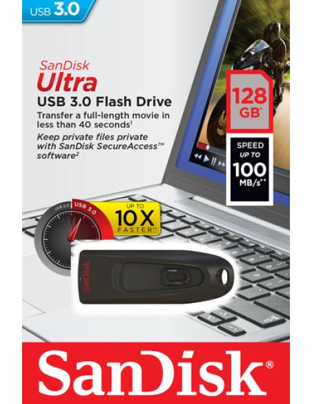 SanDisk Ultra unidad flash USB 128 GB USB tipo A 3.2 Gen 1 (3.1 Gen 1) Negro