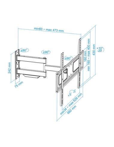TooQ SOPORTE GIRATORIO E INCLINABLE PARA MONITOR / TV LCD, PLASMA DE 37-70, NEGRO