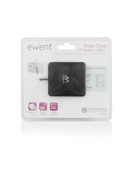 Ewent EW1052 lector de tarjeta inteligente USB USB 2.0 Negro