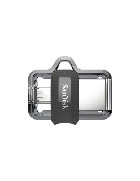 SanDisk Ultra Dual m3.0 unidad flash USB 128 GB USB Type-A / Micro-USB 3.2 Gen 1 (3.1 Gen 1) Negro, Plata, Transparente