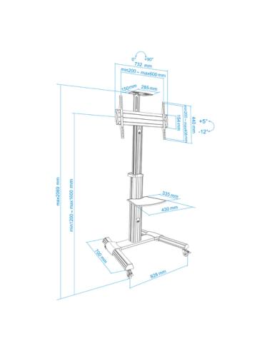 TooQ FS1870M-B soporte para pantalla de señalización 94 cm (37") Negro, Plata