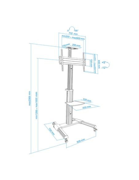 TooQ FS1870M-B soporte para pantalla de señalización 94 cm (37") Negro, Plata